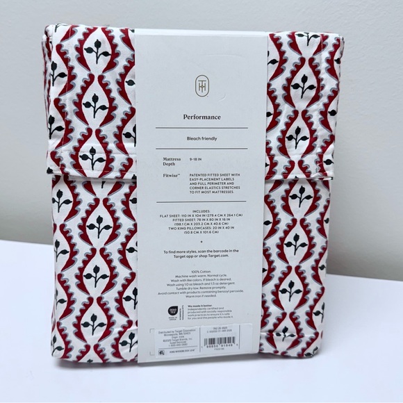 New Threshold King 400 Thread Ct Holiday Performance Sheet Set Woodblock Leaf - Picture 8 of 8